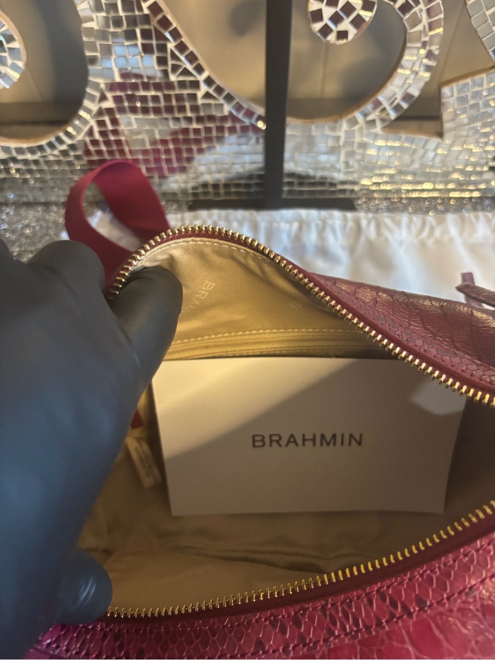 💕Brahmin Percy Cherry Lacquer Zastera Leather Crossbody - Picture 10 of 12